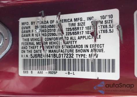 2011 Honda Cr-V Se z USA, uszkodzony, nr VIN 5J6RE4H41BL017232